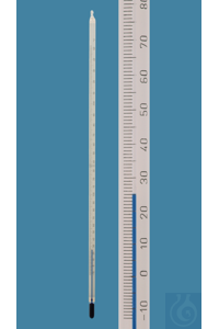 General purpose thermometer, solid stem, -10/0+250:1°C, white backed, blue special liquid,...