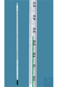 General purpose thermometer, solid stem, -10+360:2°C, white backed, green liquid, 300x5,5-6,5mm,...