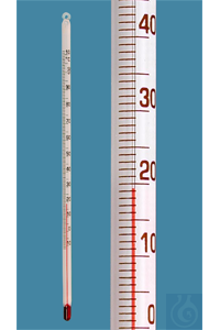 General purpose thermometer, simple type, solid stem, -35+50:1°C, white backed, red special...