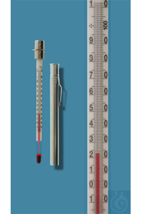 Taschenthermometer in vernickelter Doppelsteckhülse aus Messing mit Clip, Einschlussform,...