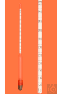 Density hydrometer, 0,800-1,000:0,002g/cm³, 280mm long, reference temperature 20°C, without...