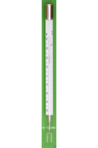 Meteorologische Extremthermometer, Minimum-Form mit blauer Schleppmarke und Gabelgefäß, DIN...