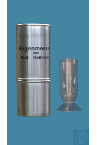 Rain gauges according to Professor Hellmann, made of nonrusting steinless steel, collecting area...