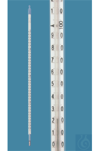 Gallium kwartsglas thermometer, laboratorium type, gesloten type, 0+1000:5°C, capillair rond niet...