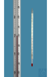 Laborthermometer, DIN 12775, Einschlussform, -5/0+50:0,5°C, Kapillare prismatisch unbelegt, rote...