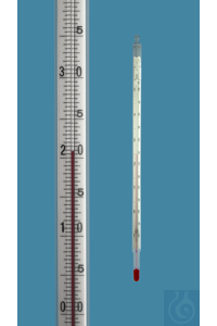 Precision thermometer, DIN 12778, enclosed scale, -10/0+150:1°C, capillary prismatic colourless,...