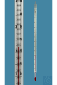 Laborthermometer, DIN 12775, Einschlussform, -5/0+100:0,5°C, Kapillare prismatisch unbelegt, rote...