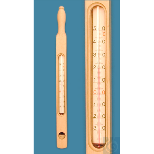 Zylinderthermometer in Holzzwinge, Einschlussfo...