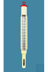 Thermomètre cylindrique dans une monture en plastique, forme d'inclusion, -30+50:1°C, capillaire...