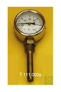 Bimetal dial thermometer, stem radial, 0+160:2°C, case diameter 100mm, built-in length 63mm,...