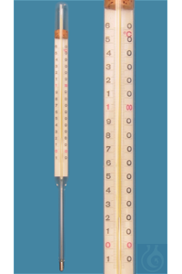 Straight stem thermometer, similar DIN, enclosed scale, 0+600:5°C, capillary prismatic...