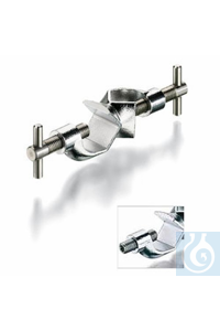 Noix de serrage double, inox, polissage électrolytique, pour tiges jusqu'à 16 mm Ø, vis en T, inox