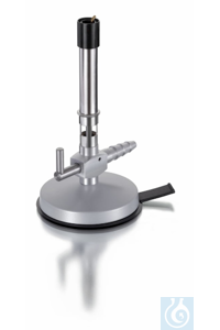 Bunsen burner with air regulation, stopcock, pilot flame. Natural gas.  Bunsen burner with air...