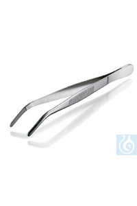 Pincet, gebogen stompe punten, lengte 115 mm, staal vernikkeld