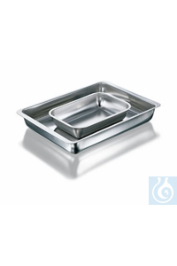 Instrument tray, stainless steel, rounded corners, length 315 mm, width 215 mm, height 55 mm