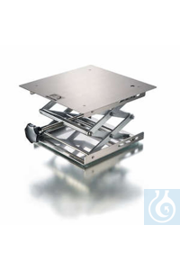 Lab-jack 240 x 240 mm, DIN 12897, stainless steel plates, shear resistant execution, top plate...