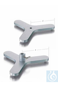 Retort Stand Base - Tripod shape, steel, thickness 10 mm powder coated, thread M 10, rubber feet,...