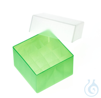 PP Aufbewahrungsbox, grün, für 1,5ml Flaschen, oder 2ml Flachbodengläser, 16...