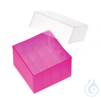 PP Aufbewahrungsbox, pink, für 1,5ml Flaschen, oder 2ml Flachbodengläser, 16 Kav