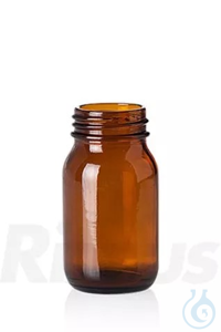 Wide Mouth Bottle, Glass, amber, with Thread, 100 ml, GL 40, 92,50 mm, Ø...