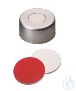 ND11 Alu Bördelkappe, Silicon weiß/PTFE rot