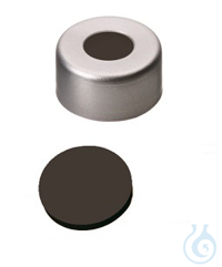 Bördelkappe, ND11 Verschluss: Aluminium, farblos lackiert mit 5,5 mm Loch, Viton