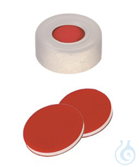 Schnappringkappe, ND11 PE: transparent mit 6 mm Loch, PTFE rot/Silikon weiß/PTFE