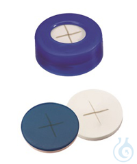 Schnappringkappe, ND11 PE: blau mit 6 mm Loch, Silikon weiß/PTFE blau, kreuzgesc
