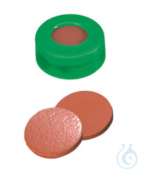 Schnappringkappe, ND11 PE: grün mit 6 mm Loch, Naturkauschukt rot-orange/TEF tra
