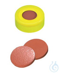 Schnappringkappe, ND11 PE: gelb mit 6 mm Loch, Naturkautschuk rot-orange/ TEF tr