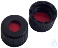 8mm PP Screw Cap, black, centre hole, 8-425, PTFE red/Silicone white/PTFE...