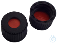8mm PP Schraubkappe, schwarz, mit Loch, 8-425, Naturkautschuk rot-orange/TEF...