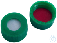 9 mm UltraClean PP Kurzgewindekappe, grün, mit Loch, Silicon weiß/PTFE rot,...