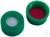 9mm UltraClean PP short thread cap, green, with hole, silicone white/PTFE red, 55° shore A,...