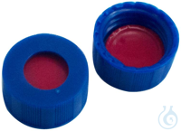 9mm PP Short Thread Cap, blue, centre hole, PTFE red/Silicone white/PTFE red,...