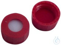 9mm UltraClean PP short threaded cap, red, with hole, silicone white/PTFE...