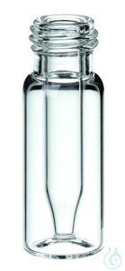 Kurzgewindeflasche mit integriertem 0,3 ml Mikroeinsatz, 32 x 11,6 mm, Klarglas,