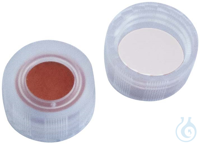9mm seal: PP short thread cap, transparent, with hole; RedRubber / PTFE...