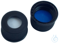 10mm PP screw cap, black, with hole, silicone white/PTFE blue, 1.5mm, 55...
