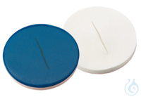 Septum, ND8, 8 mm Durchmesser, Silicon weiß/PTFE blau, geschlitzt, 55° shore A, 