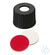 Schraubkappe, ND8 Silikon creme/PTFE rot UltraClean Verschluss (PP), schwarz, 5,