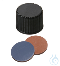 Schraubkappe, ND8 Butyl rot/PTFE grau Verschluss (PP), schwarz, geschlossen, 8-4