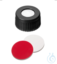 Kurzgewindekappe, ND9 UltraBond PP, Schwarz, Silikon weiß/PTFE rot, 1000/PAK...