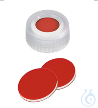 Kurzgewindekappe, ND9 PP, transparent, 1,0 mm, PTFE rot/Silikon weiß/PTFE rot, 1