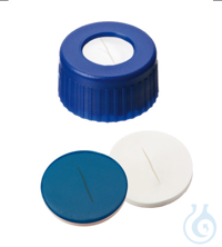 Kurzgewindekappe, ND9, blau, 1,0 mm, Silikon weiß/PTFE blau, geschlitzt,...