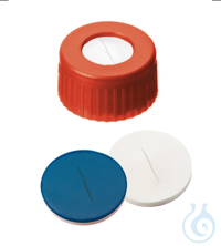 Kurzgewindekappe, ND9 PP, rot, 1,0 mm, Silikon weiß/PTFE blau, geschlitzt,...