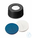 Kurzgewindekappe, ND9 PP, schwarz, 1,0 mm, Silikon weiß/PTFE blau,...