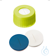 Kurzgewindekappe, ND9 PP, gelb, 1,0 mm, Silikon weiß/PTFE blau, geschlitzt...