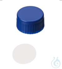 Kurzgewindekappe, ND9 PP, blau, geschlossen, 0,2 mm, PTFE virginal, 1000/PAK