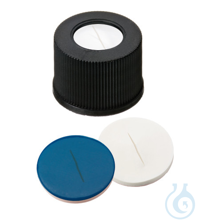 Schraubkappe, ND10 PP, schwarz, 7 mm Loch, Silikon weiß/ PTFE blau, geschlitzt, 